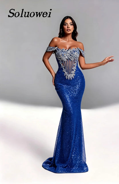 Exclusive Glamour Off-Shoulder Mermaid Gown