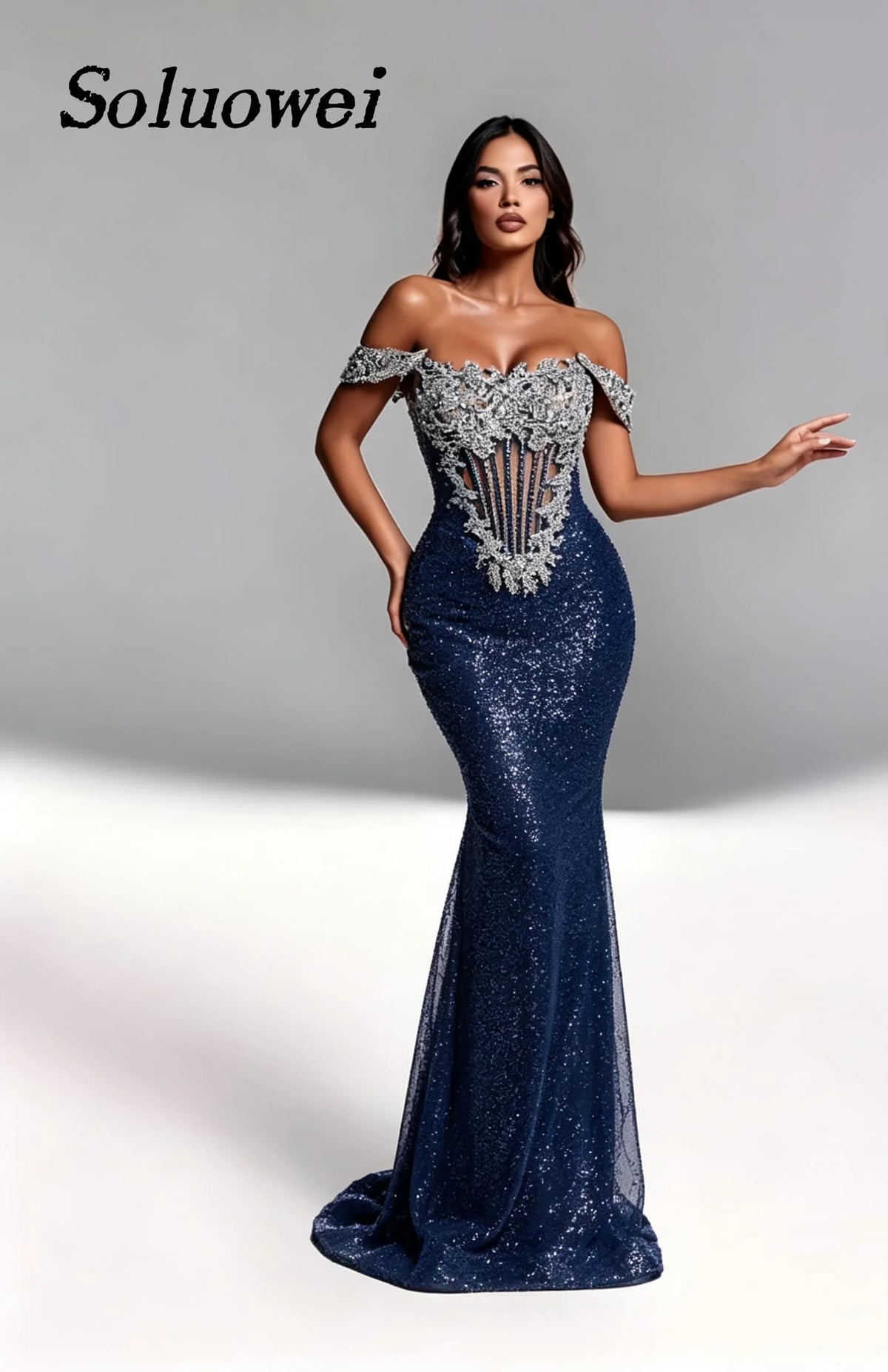 Exclusive Glamour Off-Shoulder Mermaid Gown